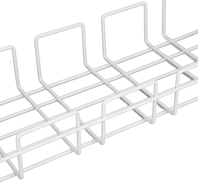 Zerodis Storage Racks Wire Management Tray Cable Management Rack No Drill Steel Cable Tray Organizers Metal Cord Organizer with Clamp for Standing Desk Under Desk Under (White)