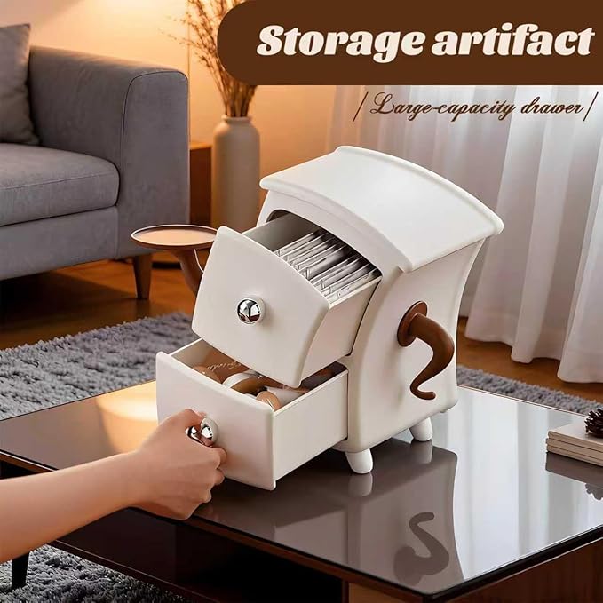 Desk Organizer with Drawer white Desktop Stand for Small Accessories Plant Stand Makeup Holder Home decor Tabletop