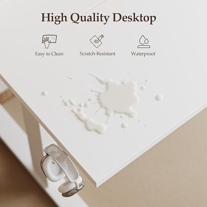 Klicelor 48 Inch Electric Standing Desk, Height Adjustable Office Desk, Sit Stand Up Computer Desk with Memory Preset, Two-Piece Desktop, White