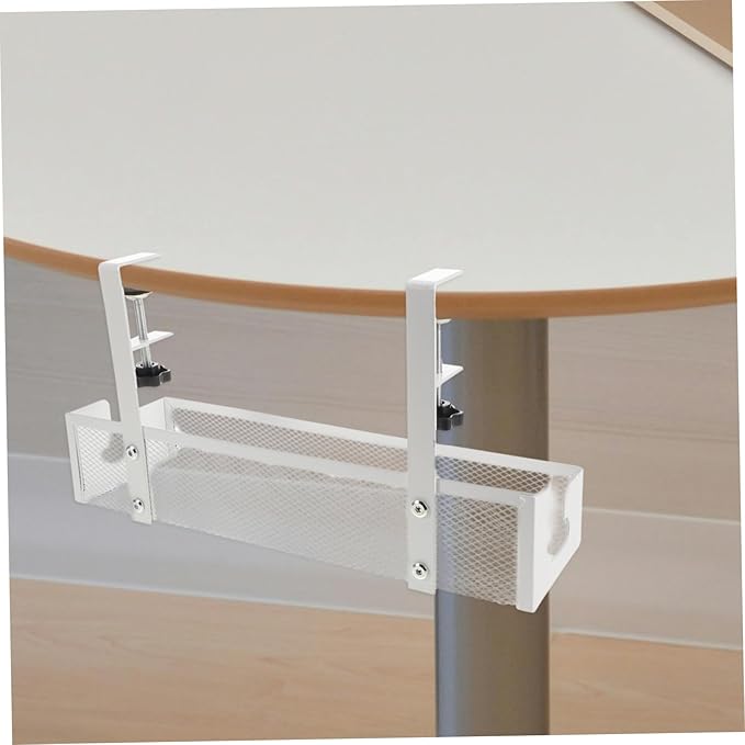 Vaguelly Desk Tray No Drill Cord Organizer for Tidy Spaces for Cables Heavy-Duty Metal Design Easy Installation White
