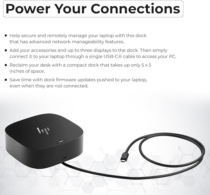 HP Docking Station for Laptop Dual Monitor and Charging Bundle - USB-C G5 Dock 5YH27AV#ABA with 120W Adapter + HDMI Cable + DisplayPort Cable + USB-C Cable + Microfiber Cloth (Renewed)