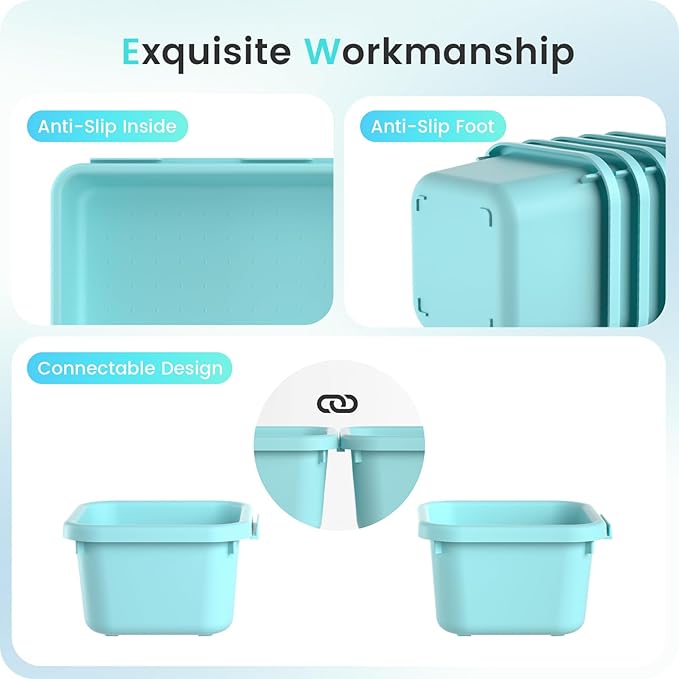 ใMilitary GradeใA-LuGei Drawer Organizer, ใ๐ฑ๐ฆ๐ถ๐๐ฒใ Makeup organizer, ใHolds 177 Itemsใ Bathroom Organizers and Storage, Organization and Storage, Desk Drawer Organizer for Vanity (Blue)