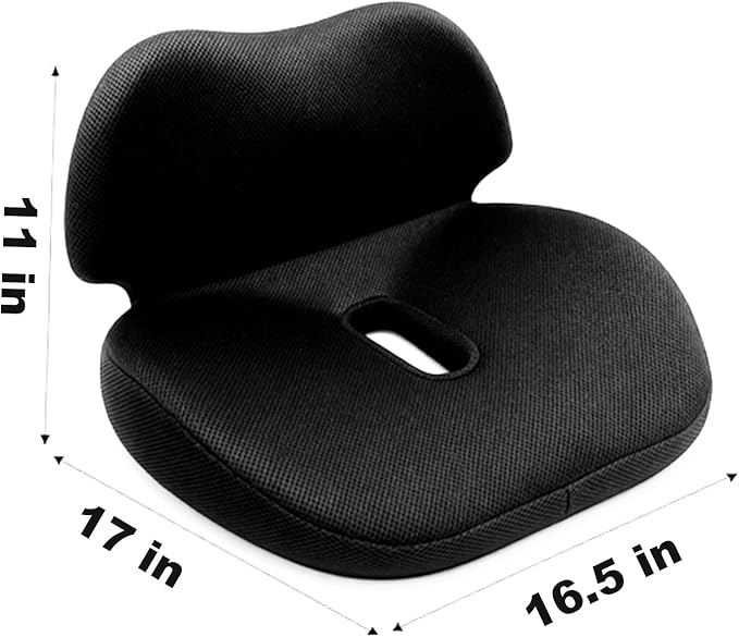 Memory Foam Seat Cushion for Office Chair, Wheelchair Cushions,Hemorrhoid Pillow,Lower Back Support,Bed Sore Cushions for Butt,Cushion for Coccyx Pressure Relieves,Washable Cover.(Black)