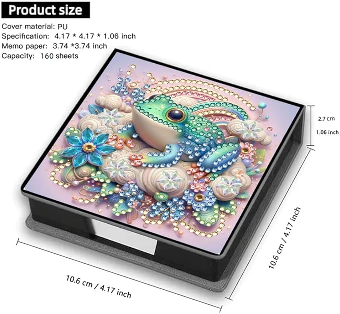 FRANDEK Flog Creative Diamond Art Desk Organizer, DIY PU Note Box with 160 Sheets, All-in-One Gift Set for Craft Lovers, Elegant Mosaic Kits for Home & Office