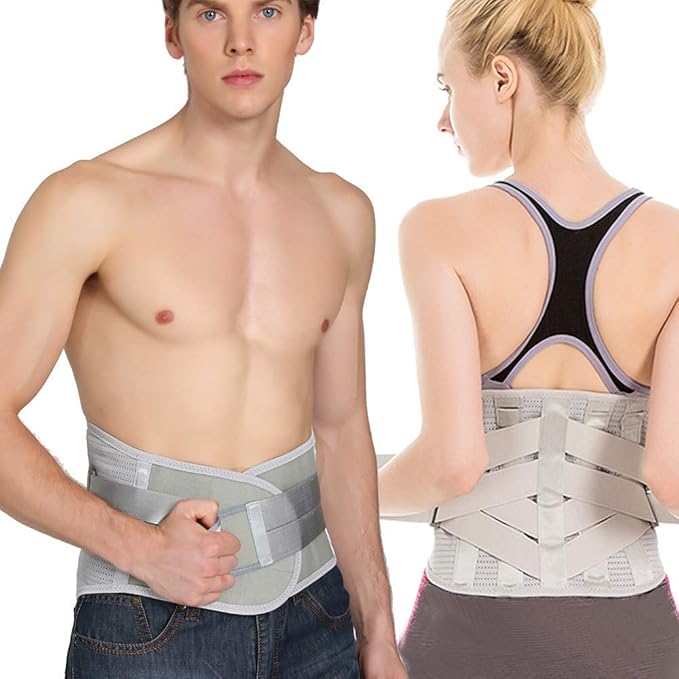 Lower Back Braces for Back Pain Relief - Compression Belt for Men & Women - Lumbar Support Waist Backbrace for Herniated Disc, Sciatica, Scoliosis - Breathable Mesh Design, Adjustable Straps (S, Gray)