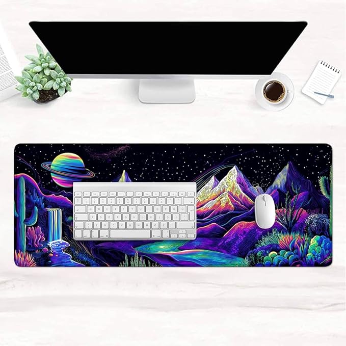 Desk Mat,Desk Pad, XXL Large Mouse Pad,Anti-Slip Big Mousepad with Stitched Edges,Extended Computer Mouse Pads for Desktop Cactus and Mountains