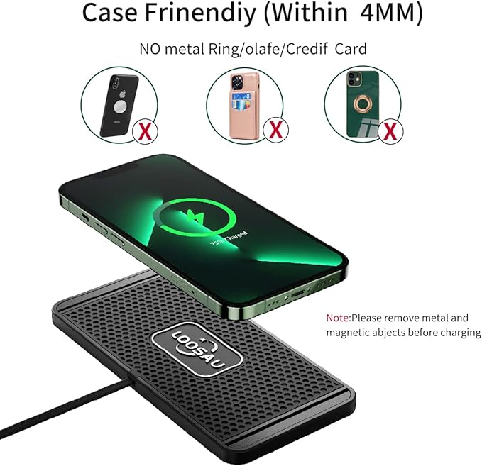 Wireless car Charger Charging pad 15w Non Slip FastCharger for car Wireless Phone Charger for Android for iPhone 11/12/13/14/15/16 /17 Pro Max Xs,Samsung Galaxy S20, S10+ Note 9๏ผLG