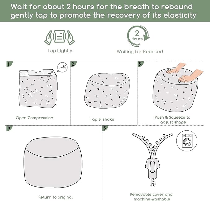 HIGOGOGO Round Stuffed Pouf Ottoman, Corduroy Poufs with Foam Chunk Filling, Furry and Fluffy Pouf Foot Stool Storage Ottoman, 26 X 18 Floor Poufs Foot Rest for Living Room, Black