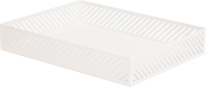 Mind Reader Metal Letter Size Paper Tray, Desktop Document Organizer with Non-Slip Pads, Office Desk Accessory Tray, Metal, White
