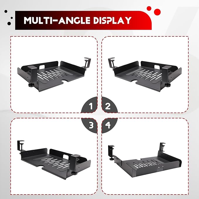 Metal Storage Tray No Drill Under Desk Laptop Mount with Cable Management Multipurpose Household Hanging Organizer