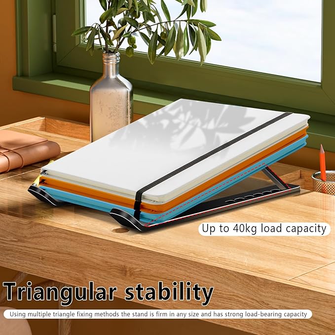 Laptop Stand, Computer Tablet Stand, Adjustable Aluminum Foldable Portable Laptop Holder Riser, Compatible with MacBook Air Pro, Lenovo, HP, Dell, More 10-15.6” Laptops and Tablets (Black)