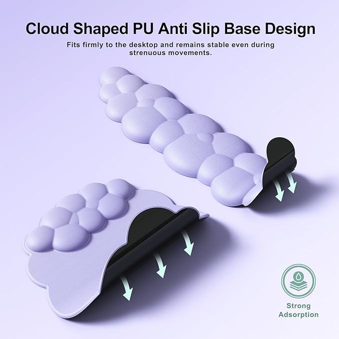 MOKURU Cloud Mouse Pad with Wrist Rest, Cloud Keyboard Wrist Rest, Mouse Pad Wrist Support, Ergonomic Keyboard Mouse Wrist Support (Purple)