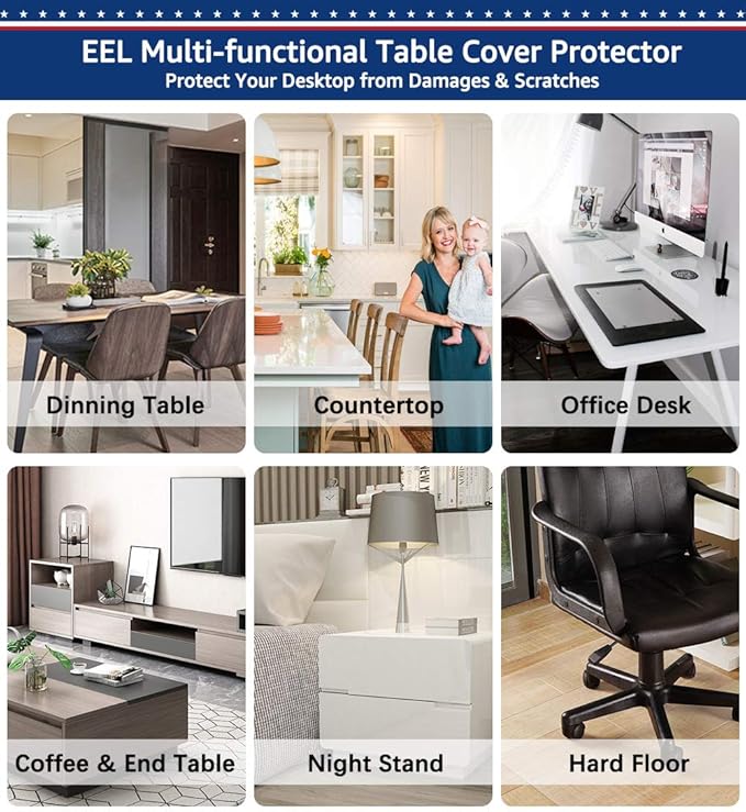 Easy Easy Life Clear Desk Mat Pad 14’’x24’’ Transparent PVC Desk Blotter Plastic Vinyl Desk Pad on Top of Desks Waterproof Writing Desk Pad Table Cover Protector Mat with Mouse Pad for Office Desktop