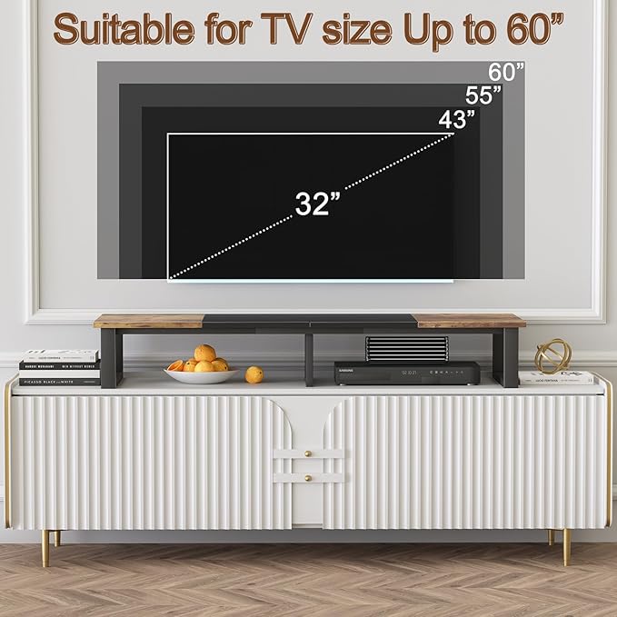 aboxoo 45" TV Riser for 32-60 inch TV, TV Riser Stand Shelf, Tabletop TV Stand Riser, Computer Monitor Table for Home Living Room, Study Office (Brown)