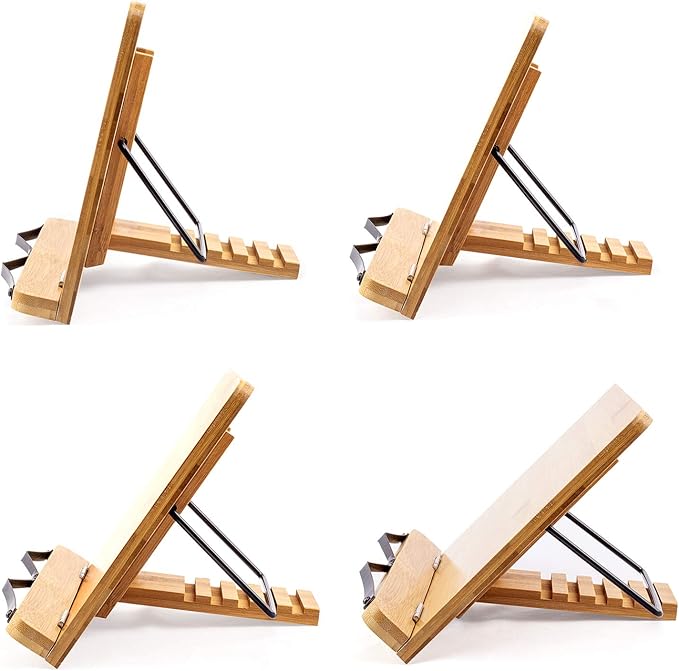 (19.68 x 14 Inches) Extra Large A+ XL Bamboo Book Stand for Textbooks Reading Hands Free,Cookbook Stand,Laptop,iPad,Tablet PC,Music Book,with Adjustable Motherboard Angle