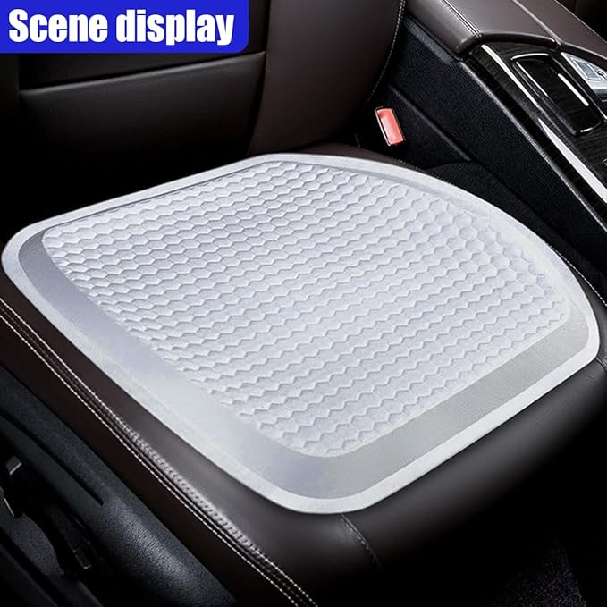 Gel Car Seat Cushion, Non-Slip & Breathable Automotive Chair Protector Pad, Comfortable Cooling Car Interior Seat Mat Accessories Universal for Sedans, SUV, Truck (Grey)