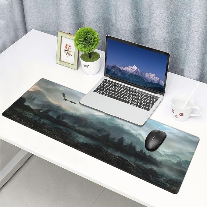 Generic Mouse Pad Non-Slip Rubber Base Mouse Pad Waterproof Desk Writing Mat for Office Home 12x31.5in, Black2
