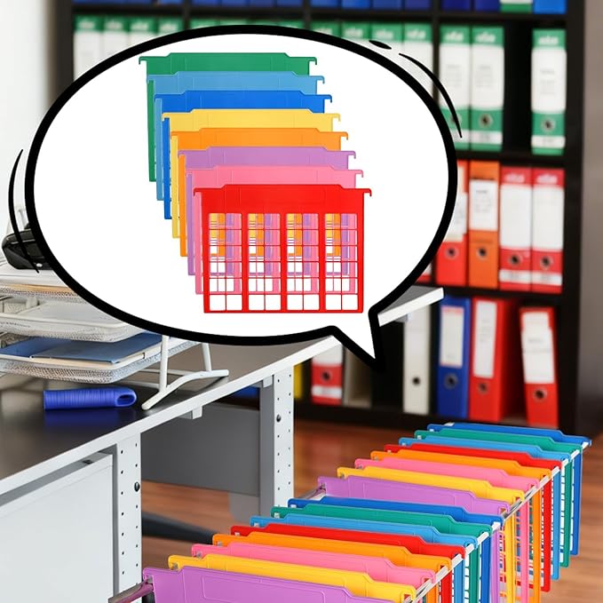 party greeting 8 Pack File and Folder Dividers 9x11.4 Inches Plastic Hanging Filing Cabinet Dividers Organizers Insertable File Separators Supplies for Office Drawer Organization (Rainbow)