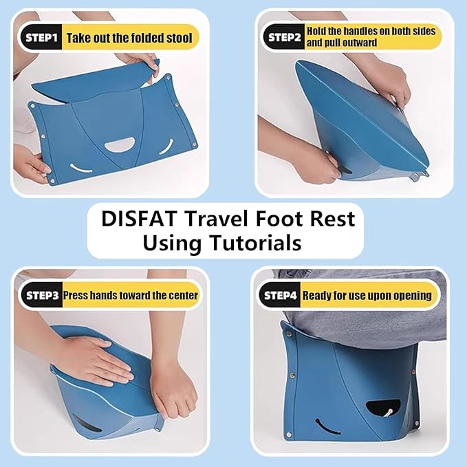 Travel Foot Rest for Airplane,Airplane Foot Rest,Portable Folding Under Desk Foot Stool,Relieves Back & Knee Pain,Comfortable for Long Flights,Cars,Trains,Ultralight Mini (Dark Blue)