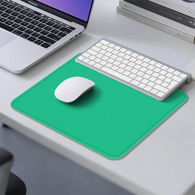 Leather Mouse Pad with Stitched Edge, Waterproof Gaming Mouse Mat for Computers, Laptop, Office & Home (Green, 11"*8")