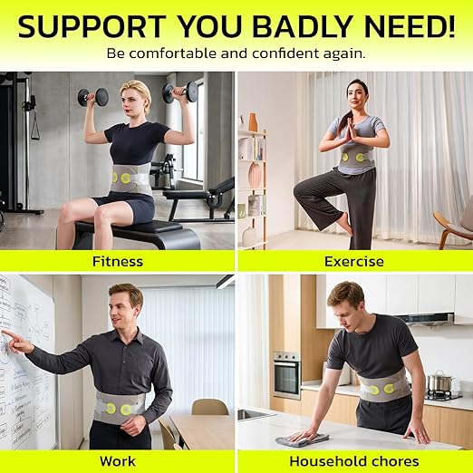 aoFIT Back Brace for Lower Back Pain Relief with 360-Degree Biochemical Hug Support, Back Support Belt for Men and Women, Soft Breathable Fabric Lumbar Support for Herniated Disc, Sciatica XL