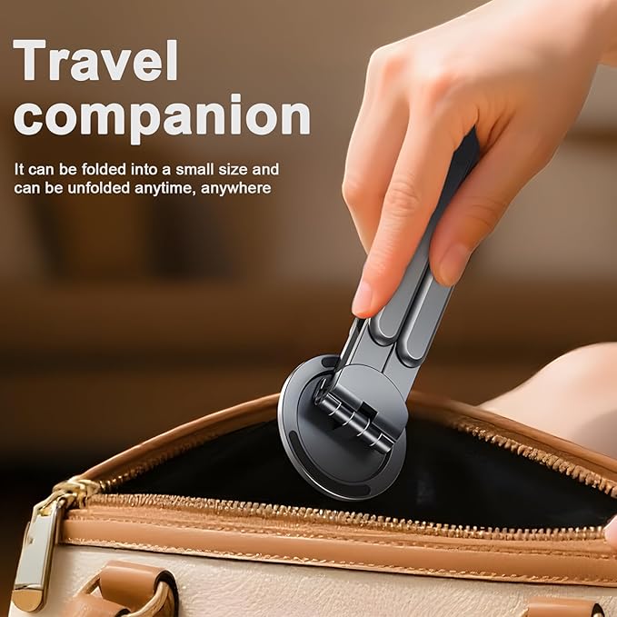 Portable Travel Tablet/Phone/Laptop Stand, Adjustable Laptop Riser for Desk, Foldable Magnetic Phone Holder, Compatible with iPad, MacBook, iPhone (4.7-15.6'')