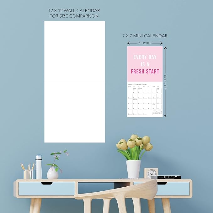 Graphique 2024 Girl Boss Mini Wall Calendar | 7” x 7” | Thick Paper | Home & Office Organizer | Large Monthly Grid | 3 Languages & Marked Holidays | 4 Month Preview Page for 2025