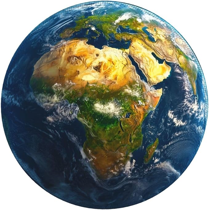 Earth Print Round Mouse Pad Premium Textured Mouse Mat Washable Mousepads with Extended Stitched Edges Non Slip Rubber Base Small Mousepad 7.9 X 7.9 X 0.12 Inches