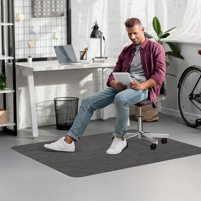 Blvornl Office Chair Mat for Hardwood Floor, 45"x 53" Desk Chair Mat for Hard Wood and Tile Floor, Large Anti-Slip Hard Floor Protector, PVC Mat Desk Rug for Office Home, Black