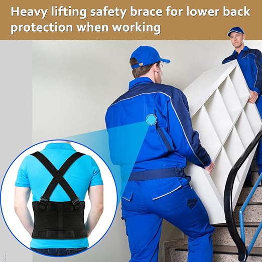 Back Brace for Lower Back Pain Relief - Back Support Belt for Women and Men,Adjustable Removable Suspender Straps,Lower Back Belt for Heavy Lifting Work,Moving and Warehouse Jobs XL/2XL(37"-45")