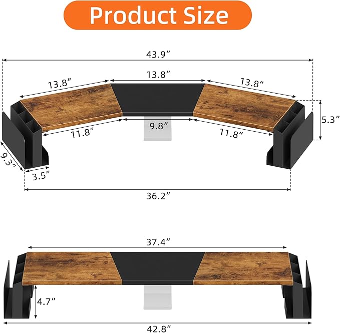 WESTREE Dual Monitor Stand Riser with Pen Holder, Computer Monitor Riser with Adjustable Angle and LED Light, Desktop Monitor Stand Riser Storage Organizer for Computer, Laptop, Printer, TV