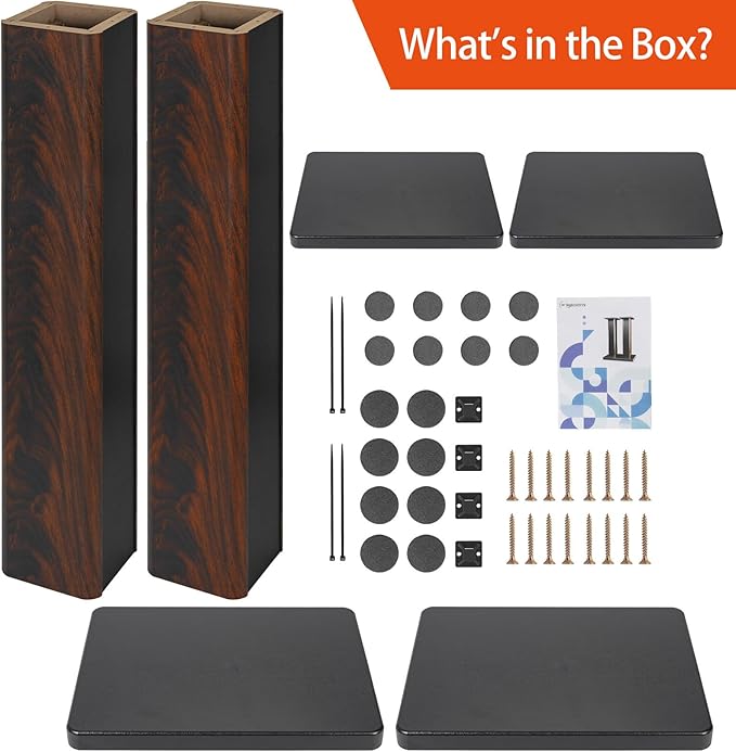 35.4 Inch (90CM)- Pair- Wood Speaker Stands for Home-Cinema HiFi Desktop and Satellite Speakers Monitor Stands, Enhanced Audio Listening Experience for Home Theaters