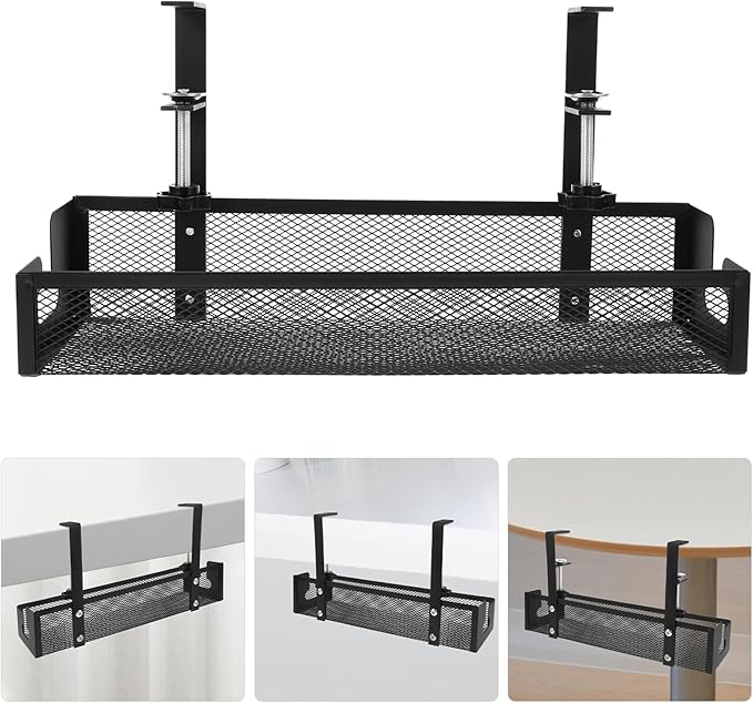 Desk Cable Management Tray Metal Cord Organizer Cable Raceways Wire Organizer for Home and Office Cord Management with No Drill Installation Large 40cm