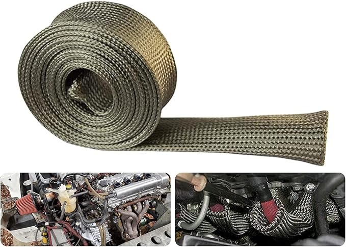 Heat Sleeve Automotive Fuel Line Heat Shield Auto Hose Spark Plug Wire heat Shield Protectors Boots Roll 2500 Degree for Car&Auto Wire Loom Brake Cable (3/4" IDX10', Titanium)