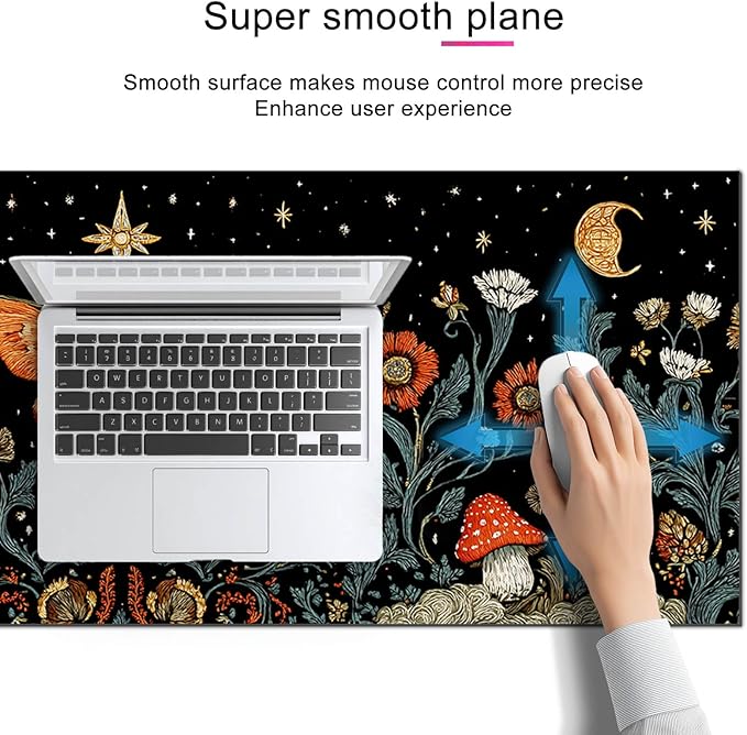 HOMETITUTE XL Mouse Pad 31.5 x 11.8 Inch Vintage Butterfly and Moon Design Large Desk Mat Extended Gaming Mousepad Non Slip Waterproof Desk Pad Keyboard Mat Computer Accessories for Office Home