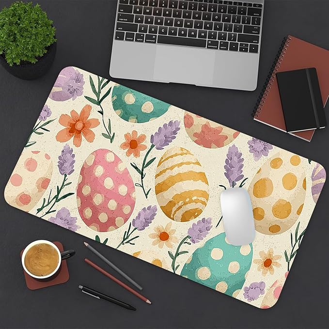 Easter Mouse Pad PU Leather Easter Egg Desk Mat Large Waterproof Gaming Pad Non-Slip Keyboard Mouse Pad Writing Pad for Gamer Office&Home