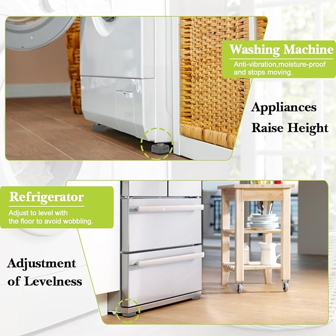 4 Pack Furniture Risers 2 Inch, Adjustable Bed Risers Heavy Duty for Table Desk Couch Chair Sofa Cabinet Bed Legs Dorm, Square Stackable Bed Raisers Blocks Lift Height 1", 2",3" or 4", Grey
