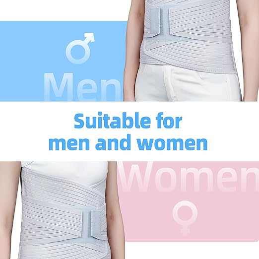 Solmyr Back Brace Lumbar Support, Abdominal Binder Lower Waist Support Belt, Back Support Belt Compression Wrap, Adjustable Breathable Waist Straps for Women Men Lower Back Pain Relief(L)