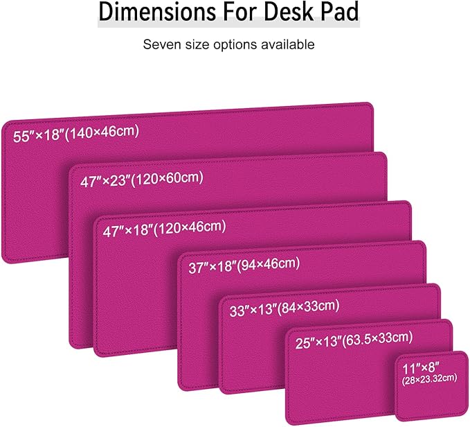 Dual Sided Leather Desk Mat - Waterproof Desk Pad - Ideal for Large Mouse Pad and Desk Mats on Top of Desks (Rose, 33"*13")