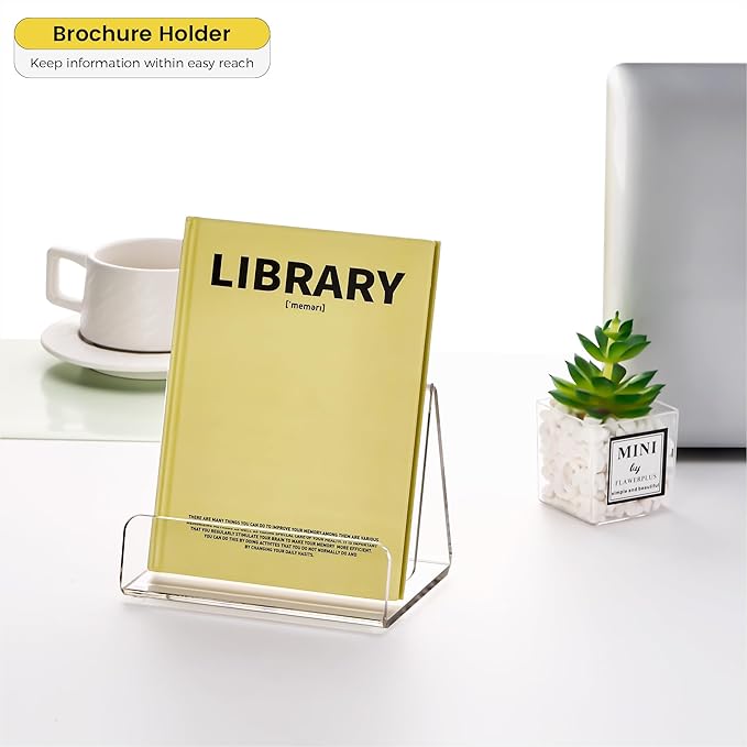 HeZone Acrylic Brochure Holder 5x6 Inch,Clear Pamphlet Holder Display Stand for Trifold 4&5&6 Inch Flyers,Pamphlets,Booklets,Menu,Leaflets for Office,Home,Store,2Pack,A5