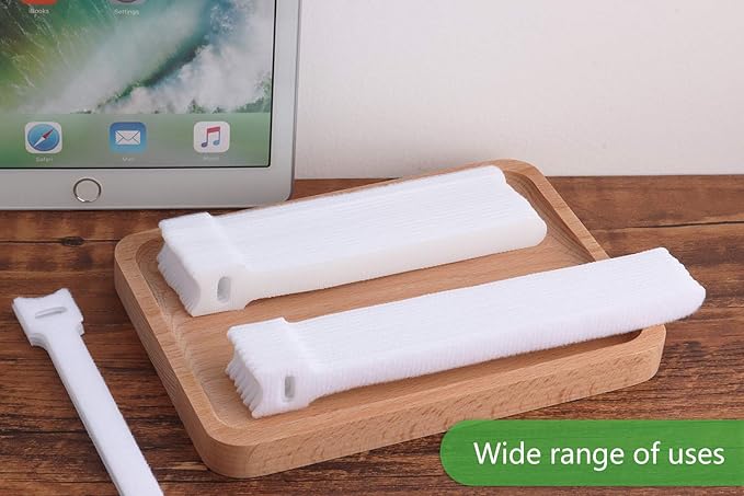 60pcs Fastening Microfiber Cloth Cable Ties Wire Management (6/7/8 Inch, White)