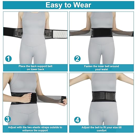 Back Brace for Lower Back Pain Relief, Lumbar Support Belt for Work for Men&Women with Magnet, 4 Reinforced Stays, Self Heating Adjustable Back Support for Sciatica,Herniated Disc,Scoliosis (Small)