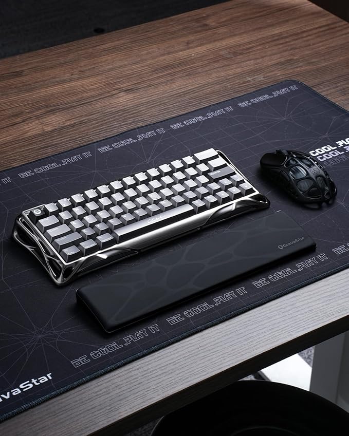 GravaStar 60% Keyboard Wrist Rest Pad, 305 * 72 * 20mm / 12 × 2.83 × 0.79 inch, Compatible Mercury V60 Pro and Other 60% Keyboards - Black
