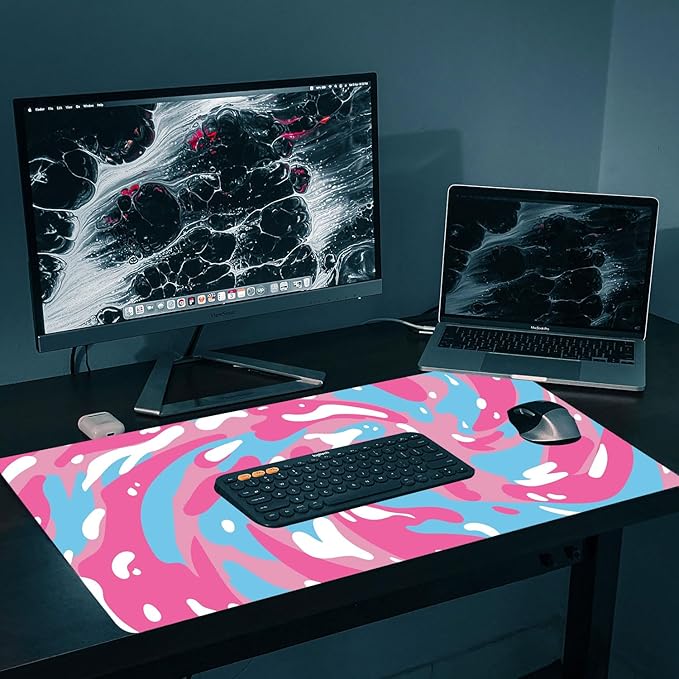 Fluid Pattern XL Mouse Pad,Super Thick Waterproof Fluid Pattern Large Gaming Mousepad with Stitched Edge,Mouse Computer Desk Accessories,Non-Slip Base Mouse Keyboard Mat 600X350X3mm