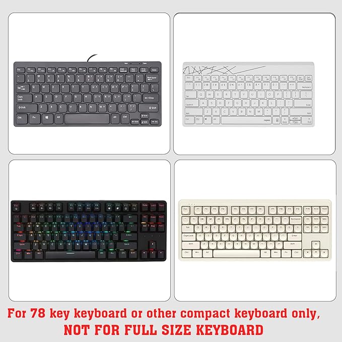 KOTEMON Mini Computer Keyboard Stand-11.8'' x 5.1''-Small Computer Keyboard Tray Acrylic Keyboard Holder for 78 Keys Universal Compact Keyboard, with Black Silicone Strip, Clear