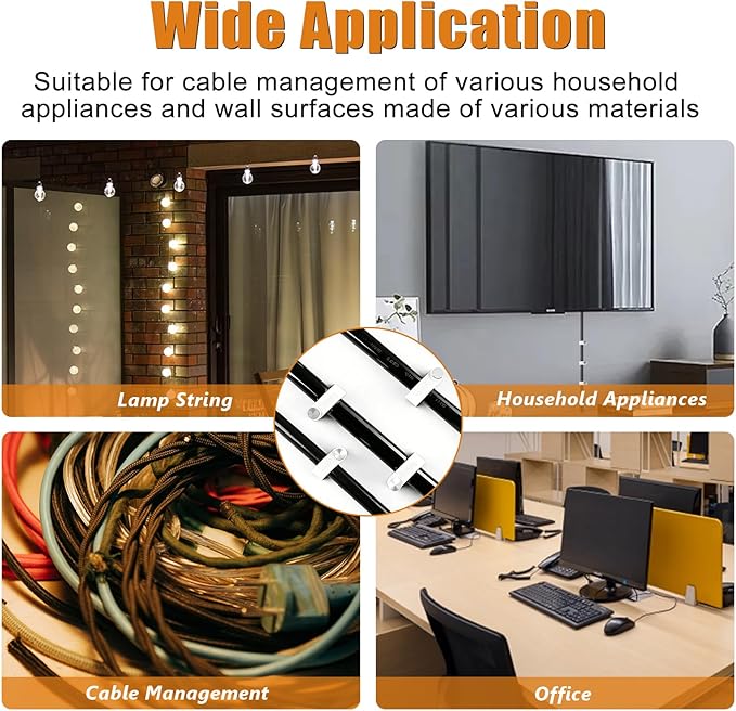 mankk 200PCS Cable Clips Nail in Cable Clips Wire Clips 4/6/8/10mm Round Ethernet Cables Wall Clips for Cords RG6 RG59 CAT5 CAT6 RJ45