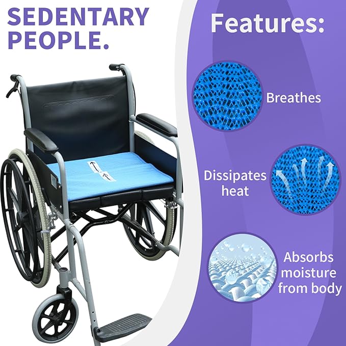 One Way Transfer Support Seat Cushion - Non-Slip Fall Prevention Pad for Elderly/Disabled Use on Wheelchairs, Chairs, Beds, and More - 17"x17"