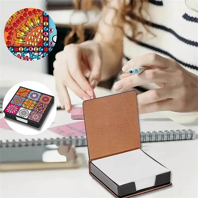 Mandala Diamond Painting Kit Note Box,Memo Paper Storage Box Diamond Art,Sticky Note Holder Diamond Art,Diamond Painting Memo Pad For Office Desk. (Mandala)