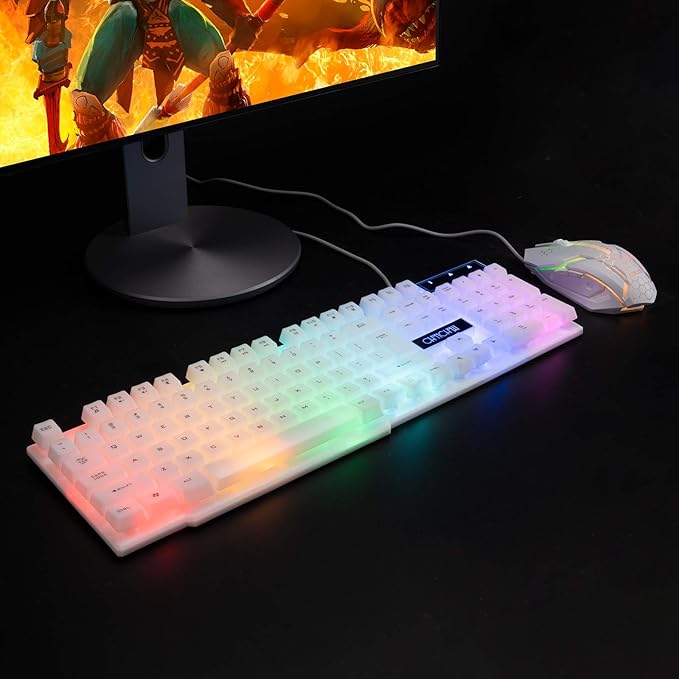 CHONCHOW RGB Gaming Keyboard and Mouse Combo,USB Wired Light Up Keyboard, Rainbow LED Lit Backlight Keyboard Mouse Set for Computer Windows PC PS4 Xbox Laptop iMac Resberry Pi