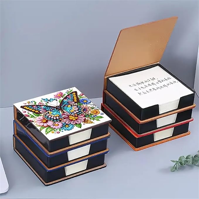 Butterfly Diamond Painting Kit Note Box,Memo Paper Storage Box Diamond Art,Sticky Note Holder Diamond Art,Diamond Painting Memo Pad For Office Desk. (butterfly)